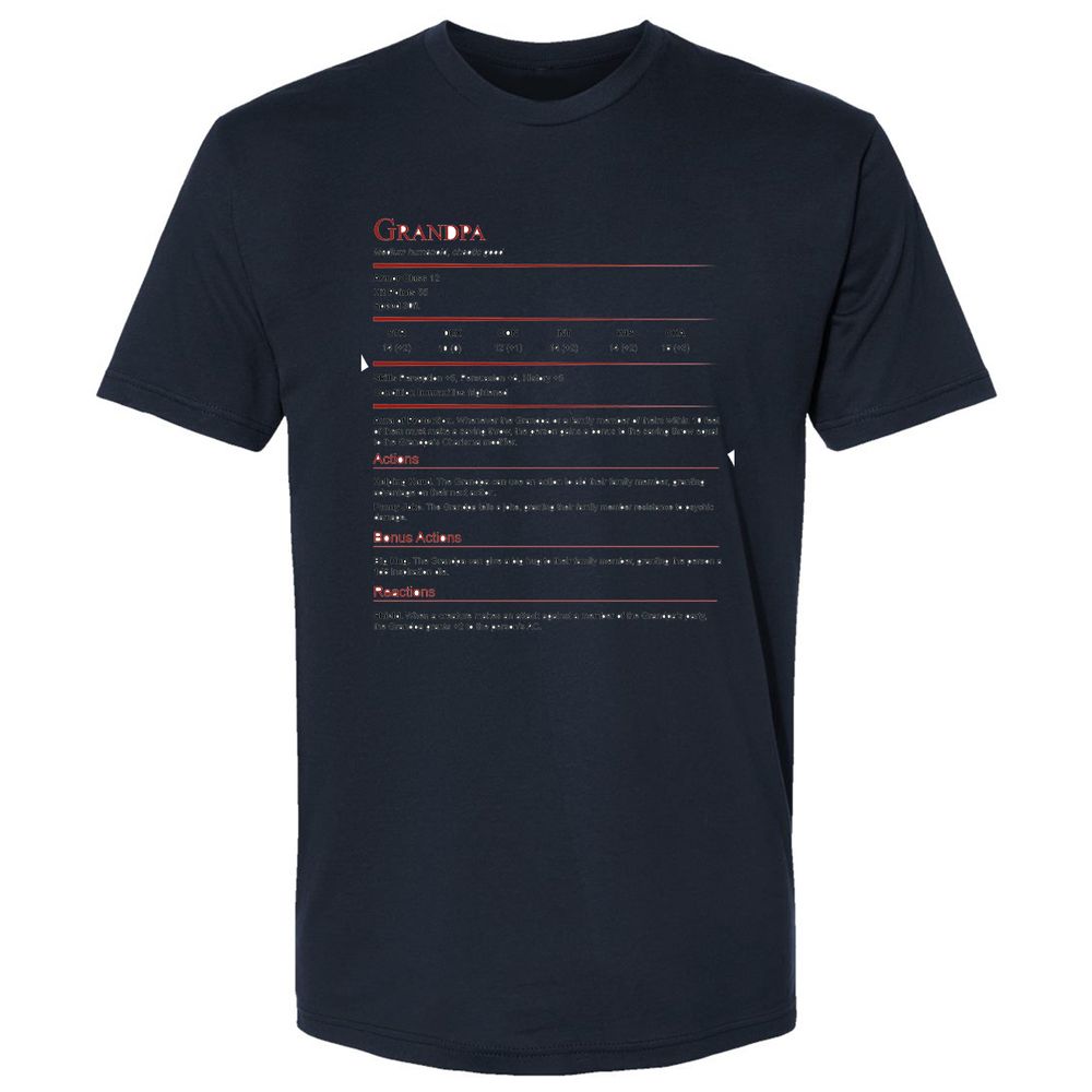 Grandpa Stat Block Premium Unisex T-Shirt - Midnight Navy - 14