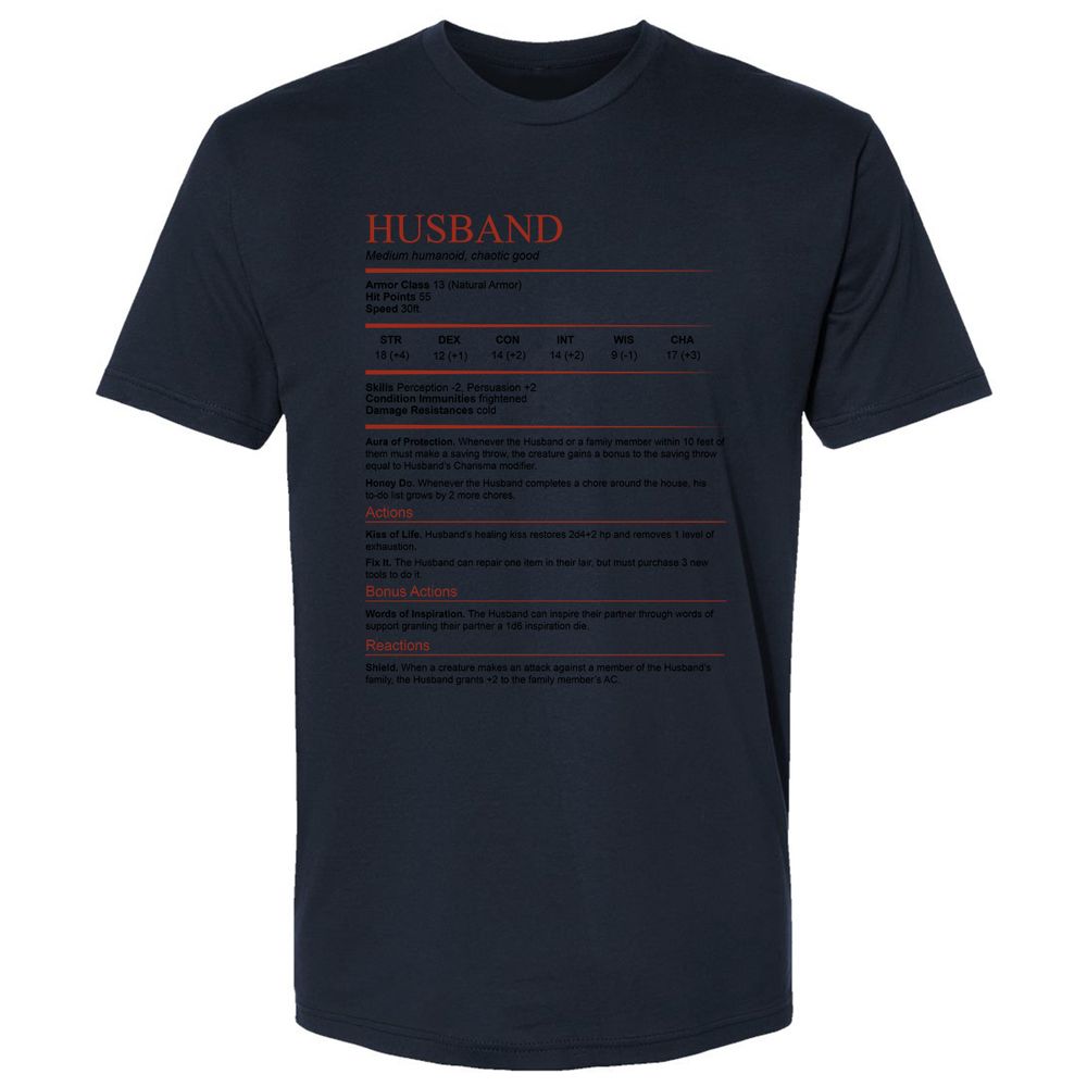Husband White Premium Unisex T-Shirt - Midnight Navy - 14