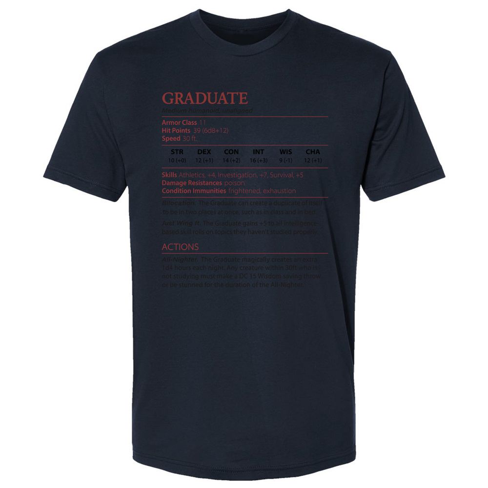 Graduate Stats Premium Unisex T-Shirt - Midnight Navy - 14