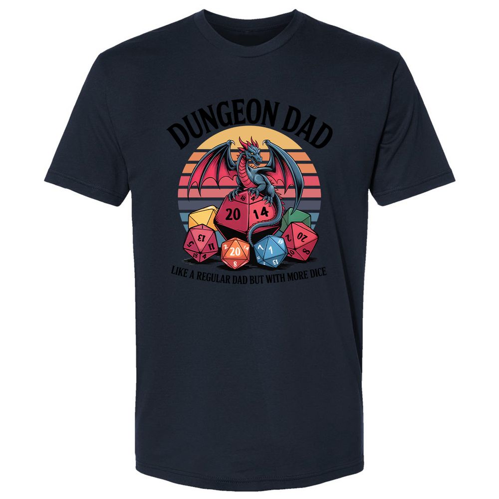 Dungeon Dad With More Dice Premium Unisex T-Shirt - Midnight Navy - 14