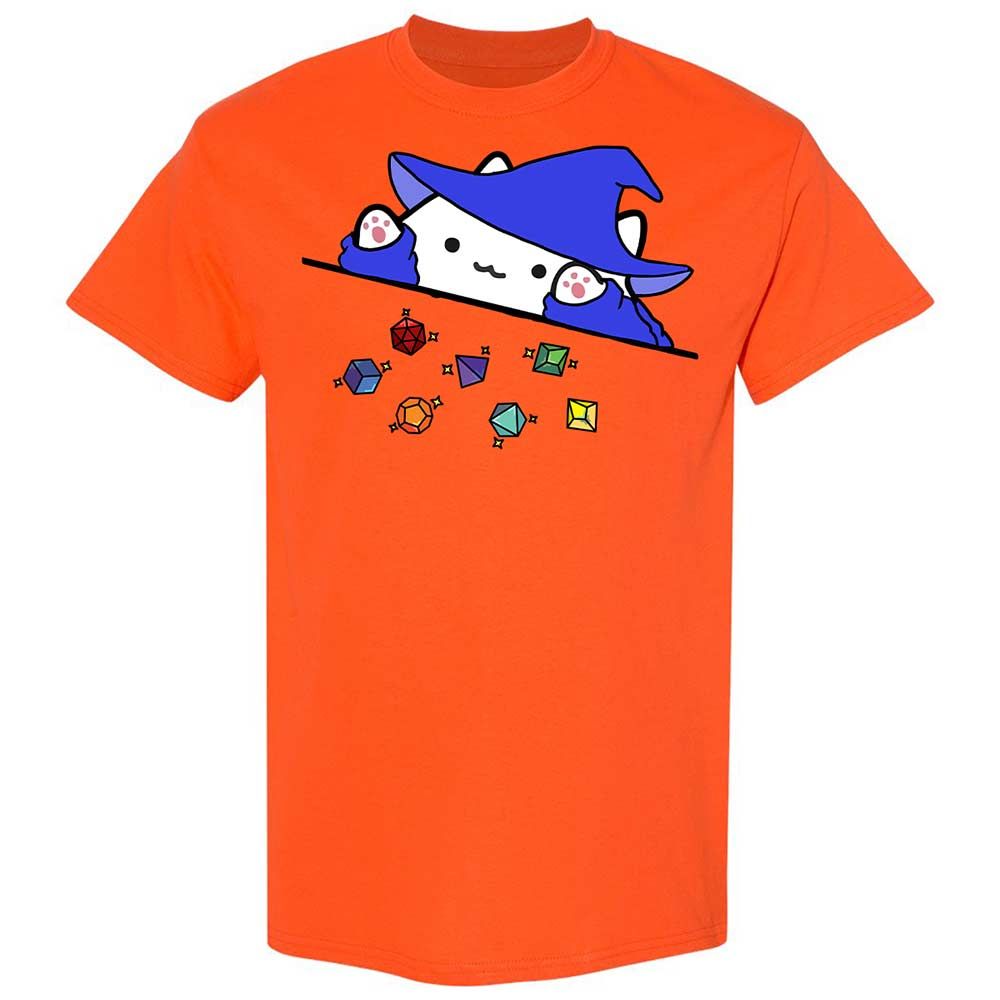 Cat Throws Dices Classic Unisex T-Shirt - Orange - 14
