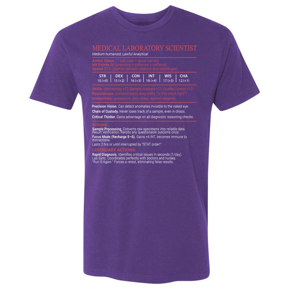 Medical Laboratory Scientist Stats Block - Purple Rush - 14