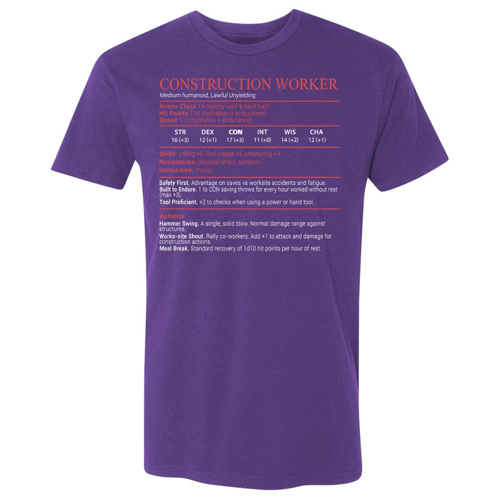 Construction Worker Stats Block - Purple Rush - 14