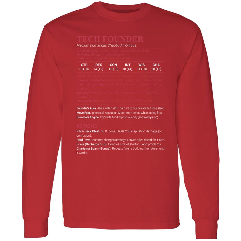 Tech Founder Long Sleeve T-Shirt - Red - 14