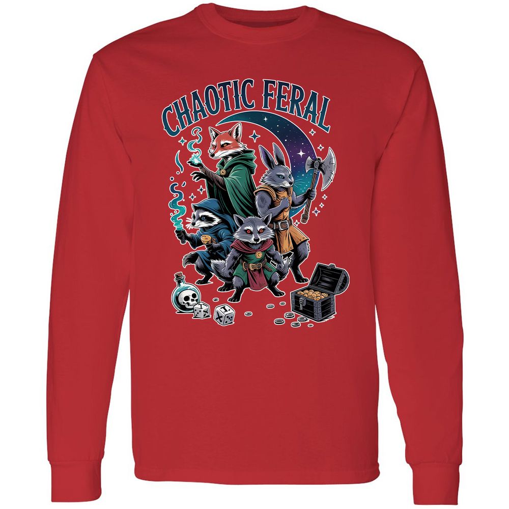 Chaotic Feral Long Sleeve T-Shirt - Red - 14