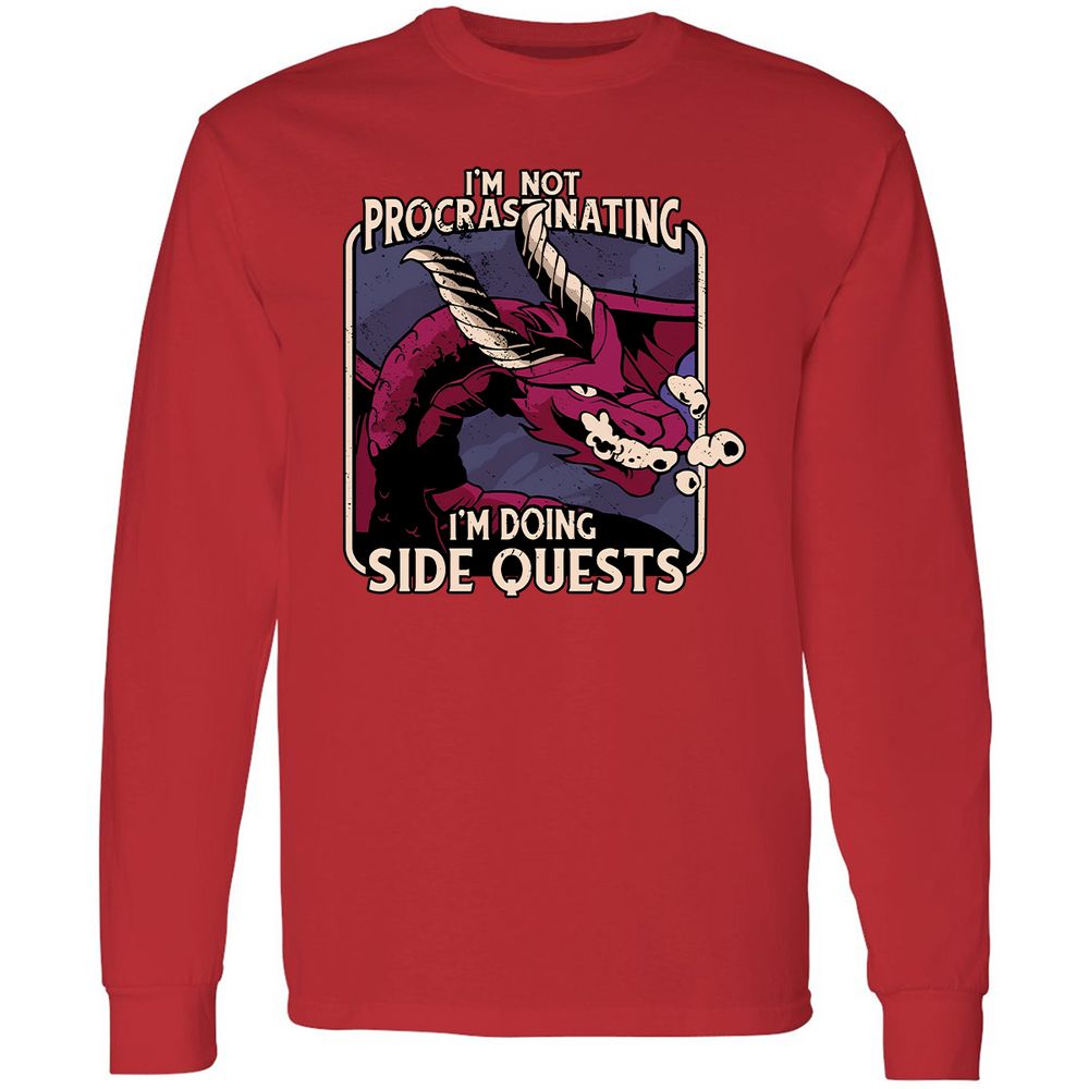 Doing Side Quests Long Sleeve T-Shirt - Red - 14
