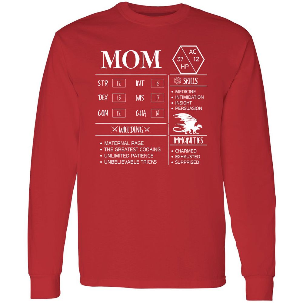 Mom Stats 2 Long Sleeve T-Shirt - Red - 14