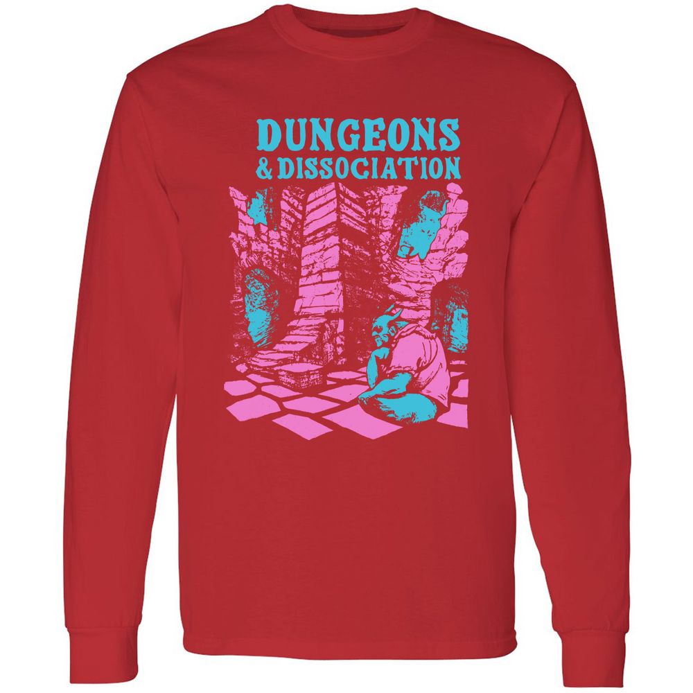 Dungeons And Dissociation Long Sleeve T-Shirt - Red - 14