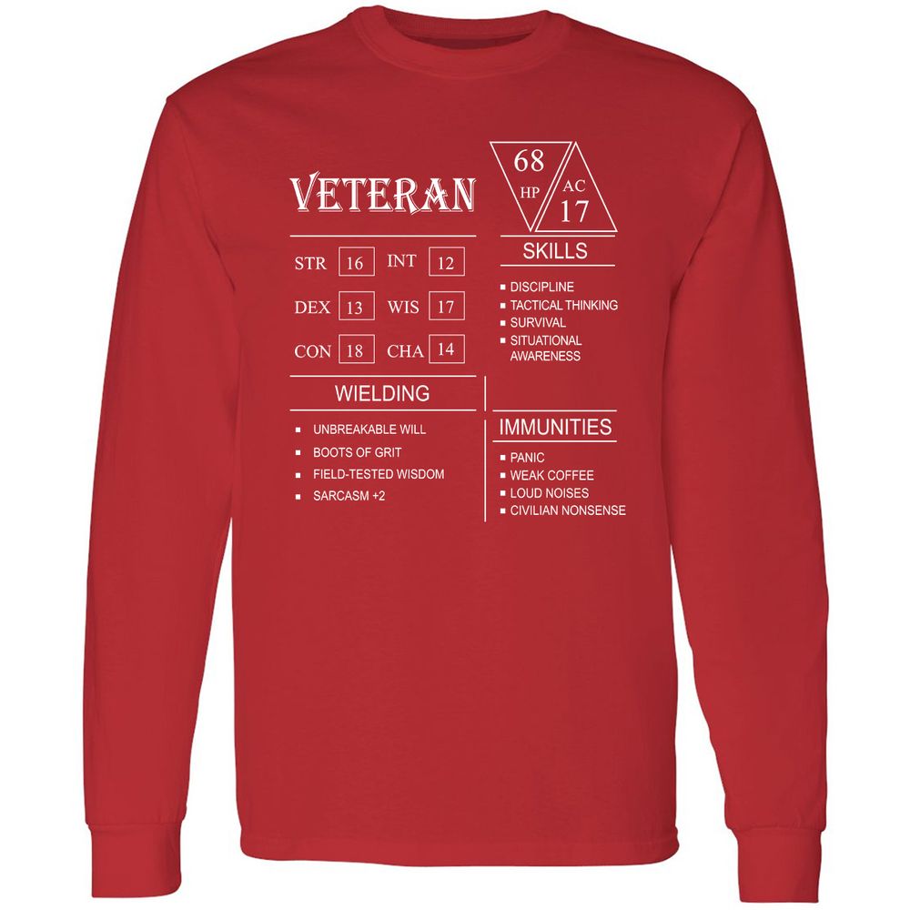 Veteran New Long Sleeve T-Shirt - Red - 14