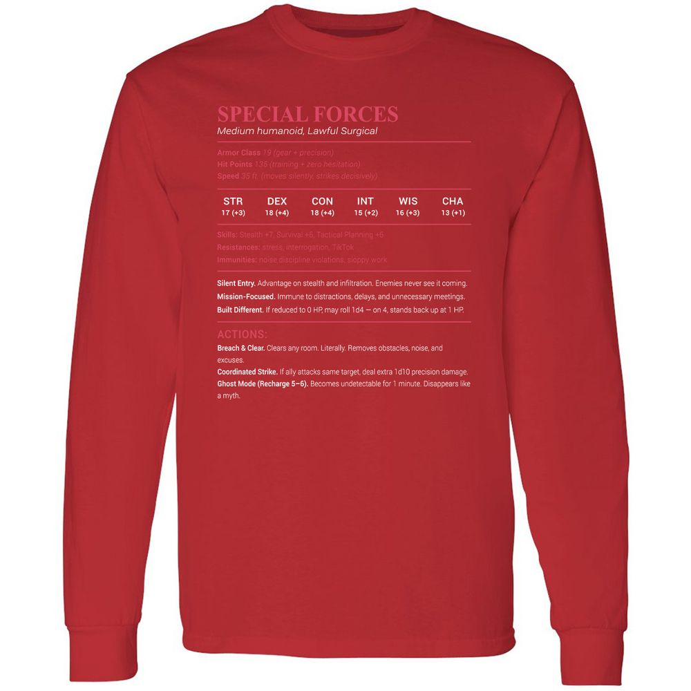 Special Forces Long Sleeve T-Shirt - Red - 14