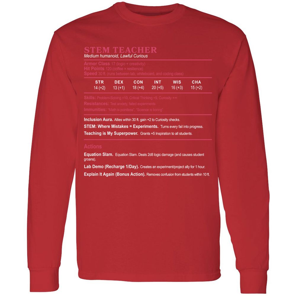 STEM TEACHER Long Sleeve T-Shirt - Red - 14
