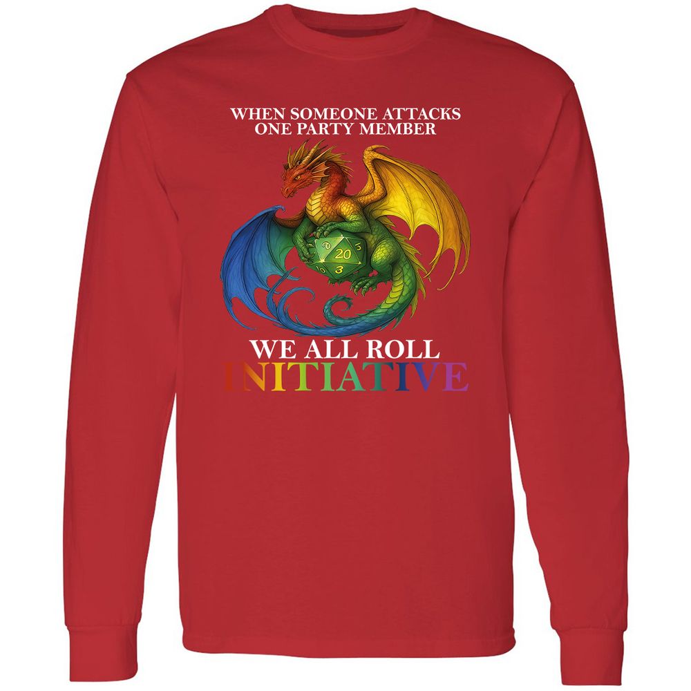 Dragon Roll For Initiative Long Sleeve T-Shirt - Red - 14