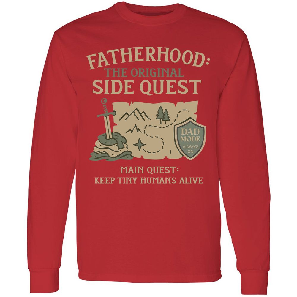 Fatherhood The Original Side Quest Long Sleeve T-Shirt - Red - 14