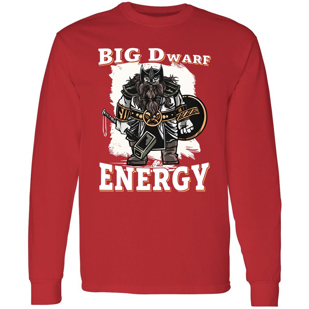 Big Dwarf Energy Long Sleeve T-Shirt - Red - 14