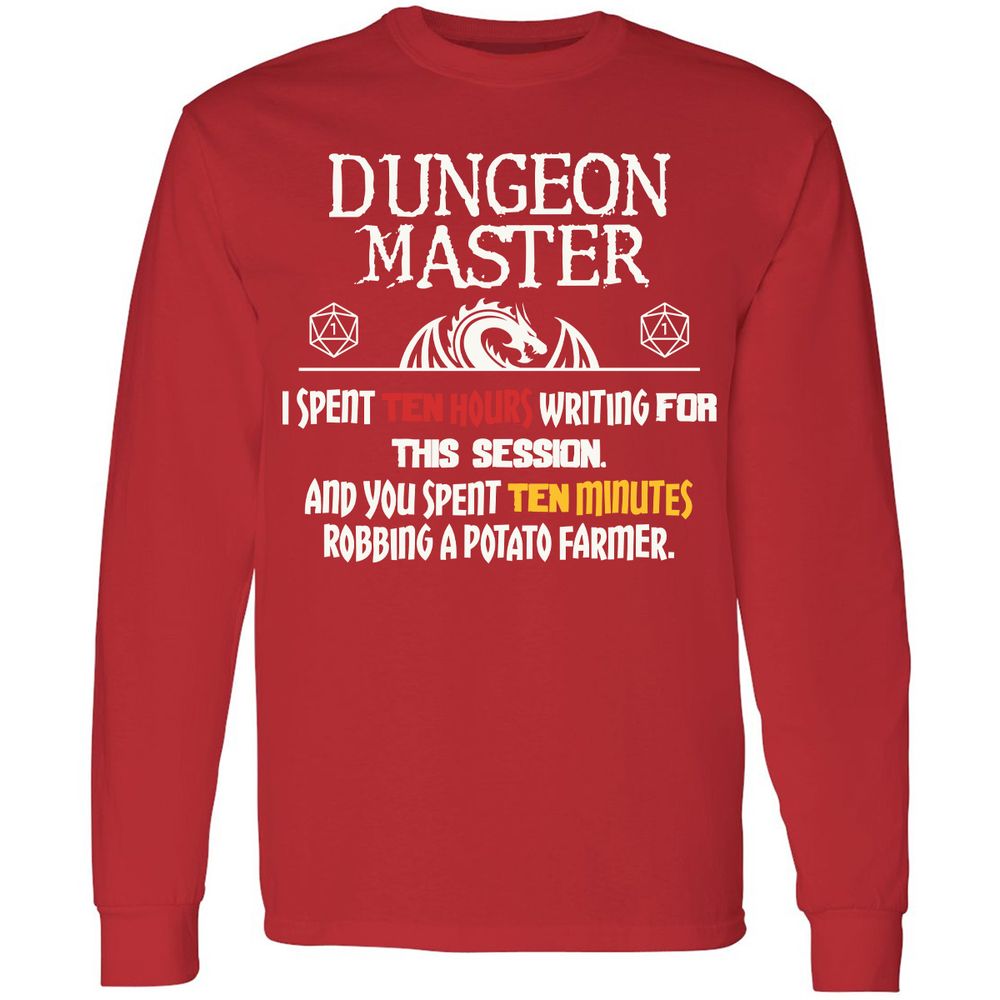 Dungeon Master Chaos Meme Long Sleeve T-Shirt - Red - 14