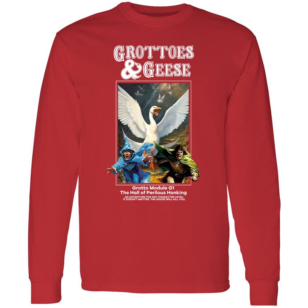 Grottoes & Geese Long Sleeve T-Shirt - Red - 14