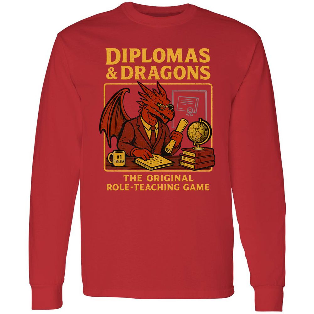 Diplomas & Dragons Long Sleeve T-Shirt - Red - 14