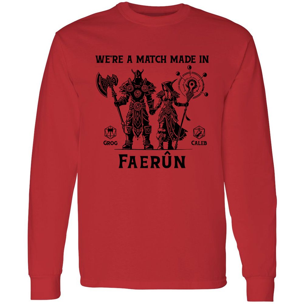 Custom DnD Class Couple Long Sleeve T-Shirt - Red - 14