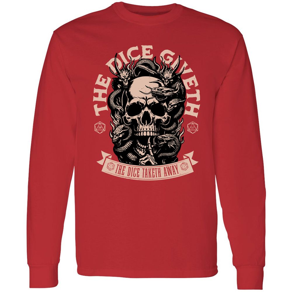 The Dice Giveth The Dice Taketh Away Long Sleeve T-Shirt - Red - 14