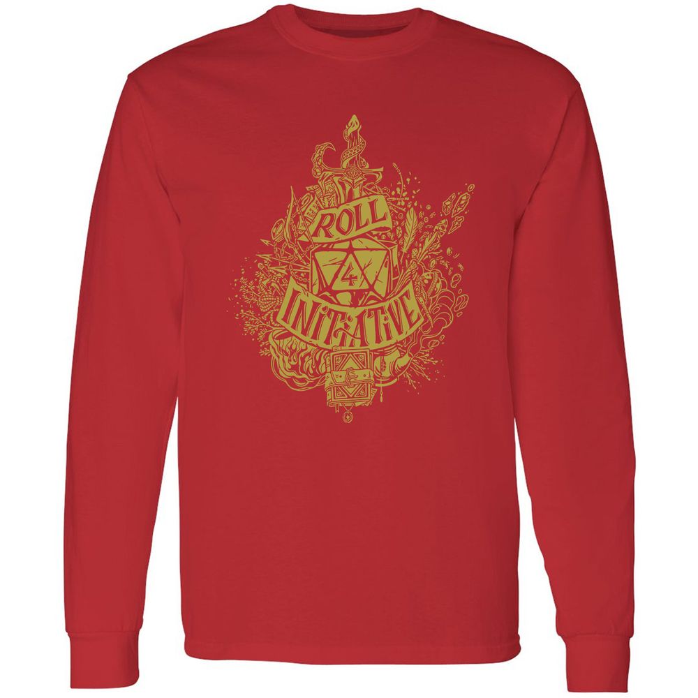 Roll Initiative Long Sleeve T-Shirt - Red - 14