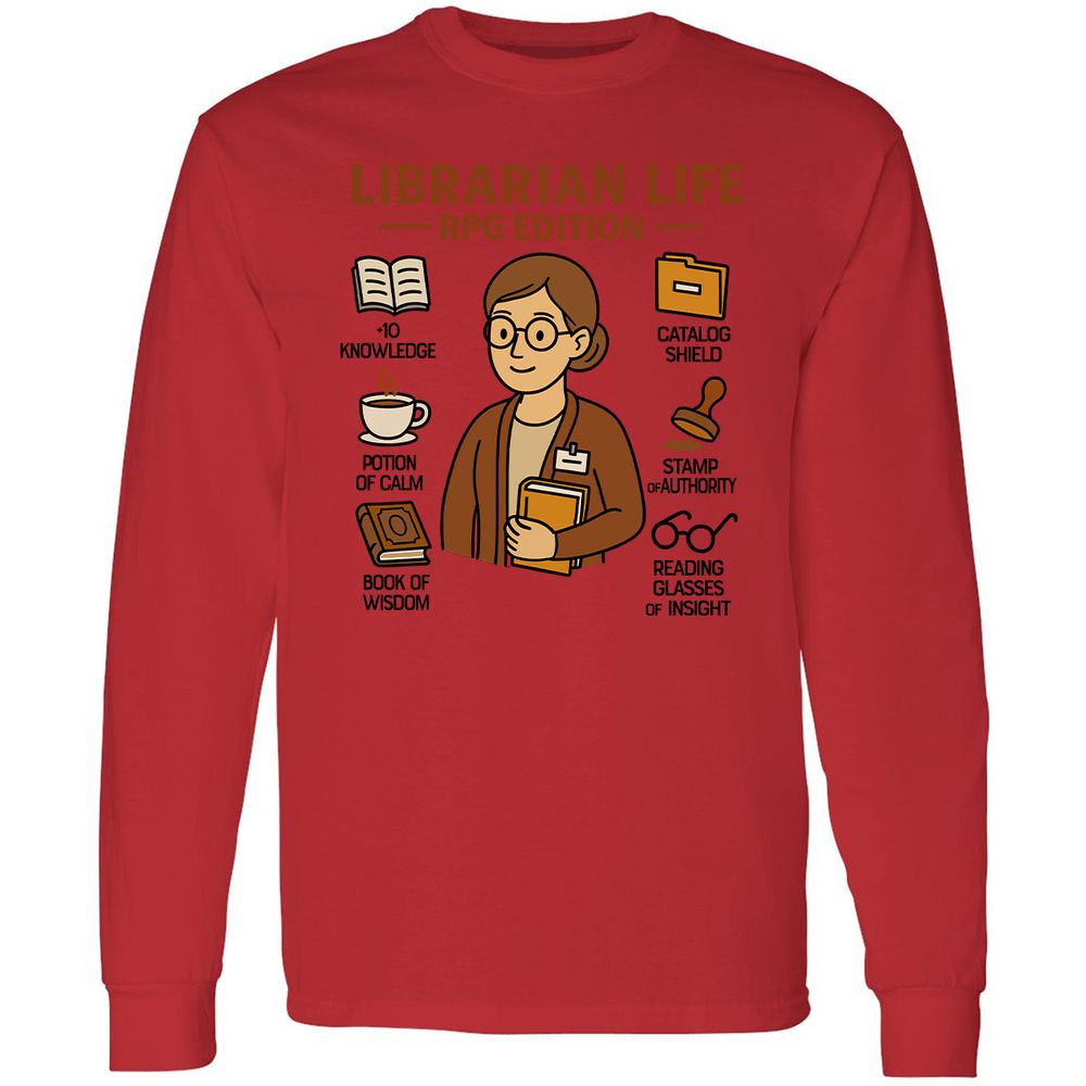 Librarian Life RPG Edition Long Sleeve T-Shirt - Red - 14