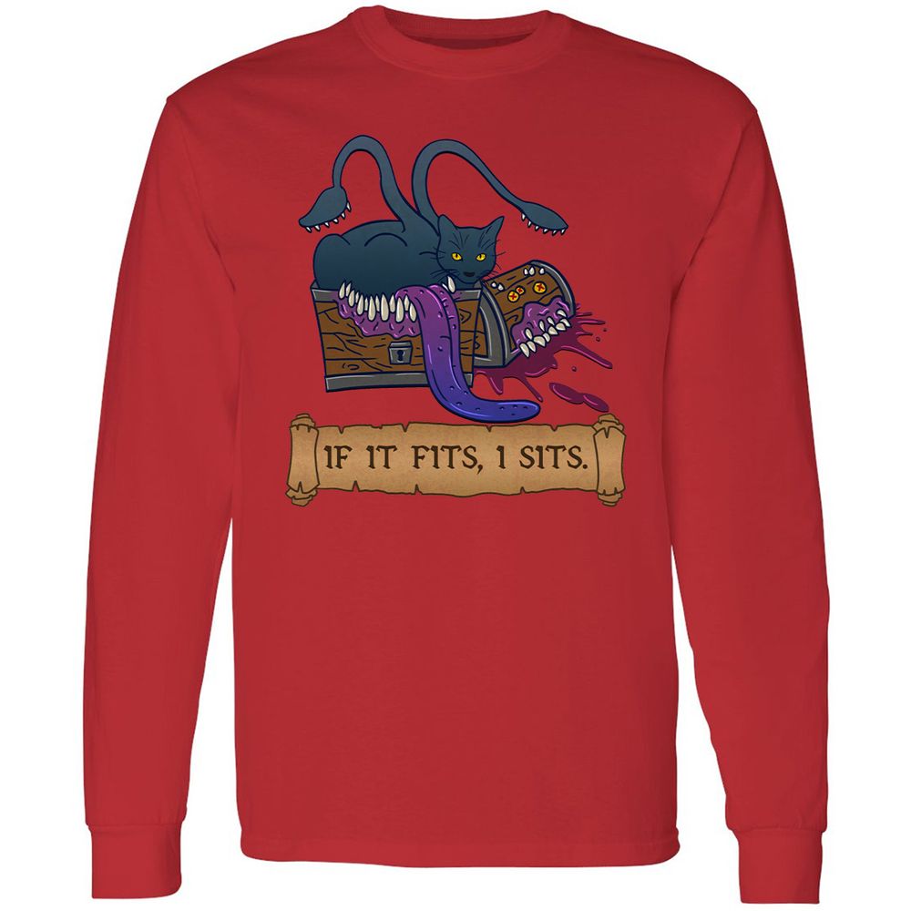 If It Fits I Sits Long Sleeve T-Shirt - Red - 14