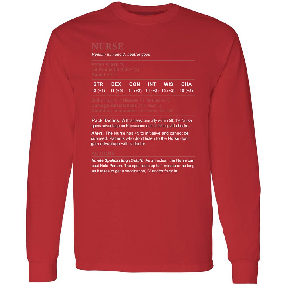 Nurse Stats 2 Long Sleeve T-Shirt - Red - 14
