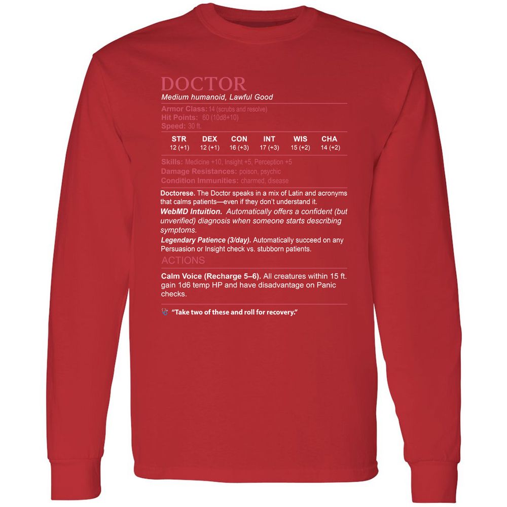 Doctor Stats Long Sleeve T-Shirt - Red - 14