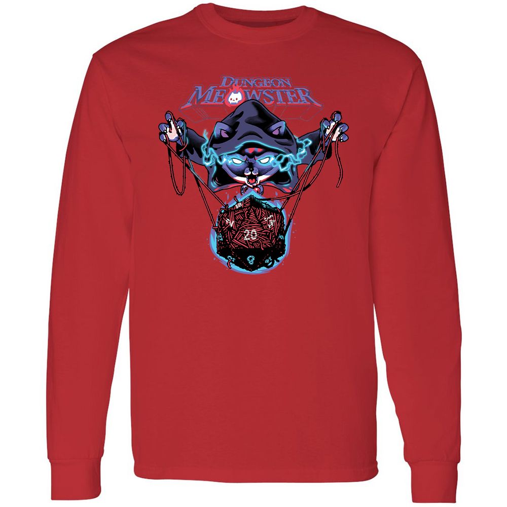 Dungeon Meowster Long Sleeve T-Shirt - Red - 14