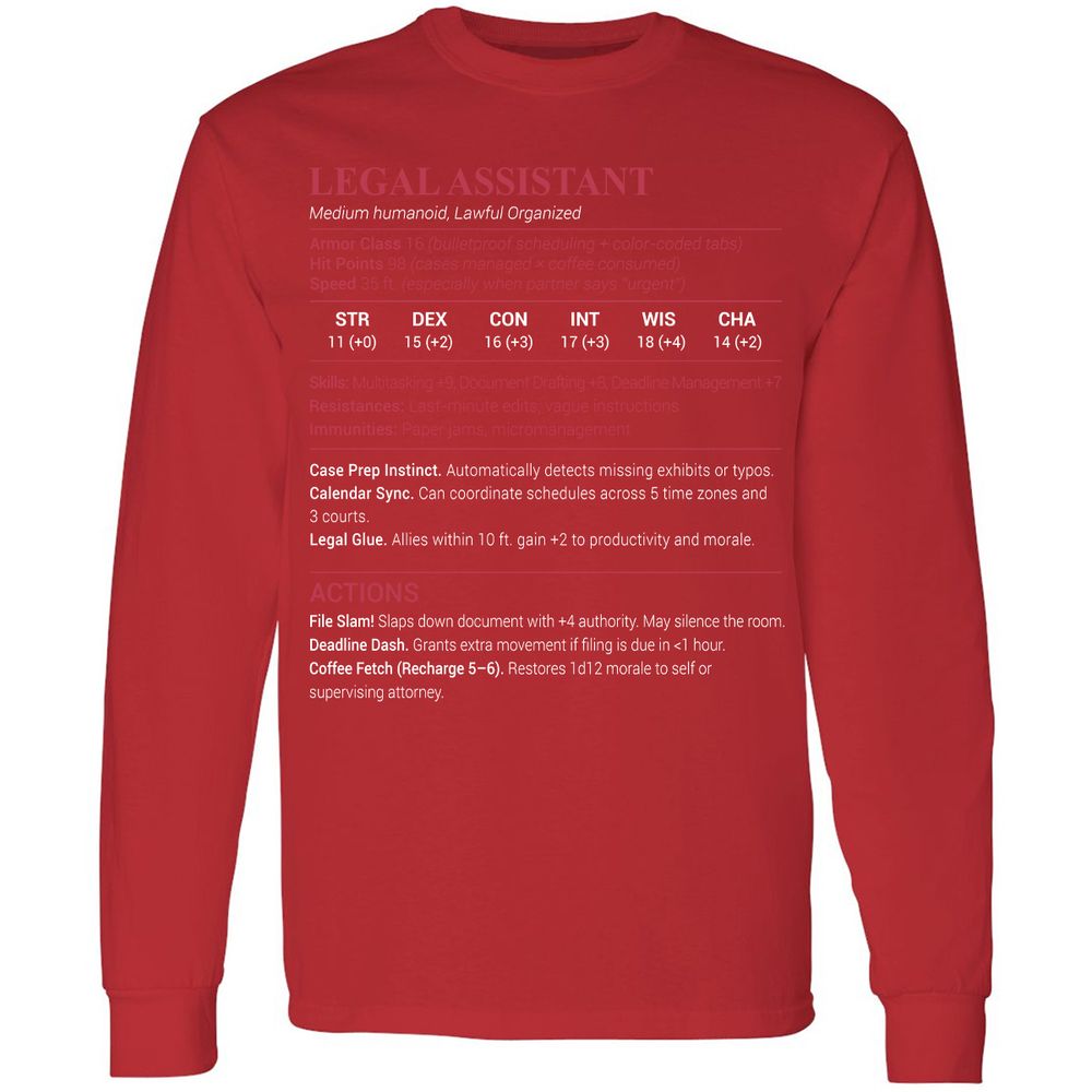 Legal Assistant Long Sleeve T-Shirt - Red - 14