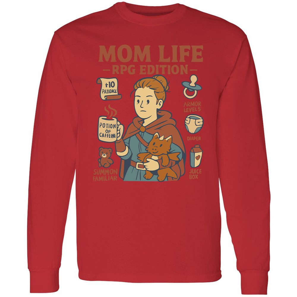 Mom Life RPG Edition Long Sleeve T-Shirt - Red - 14