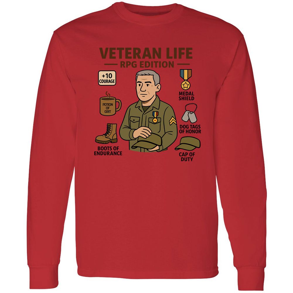 Veteran Life RPG Edition Long Sleeve T-Shirt - Red - 14
