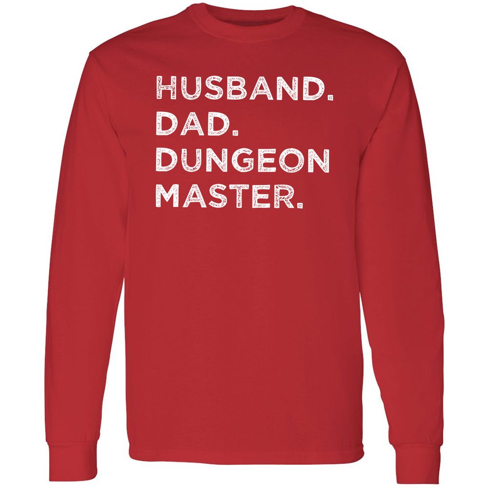 Husband Dad Dungeon Master Long Sleeve T-Shirt - Red - 14