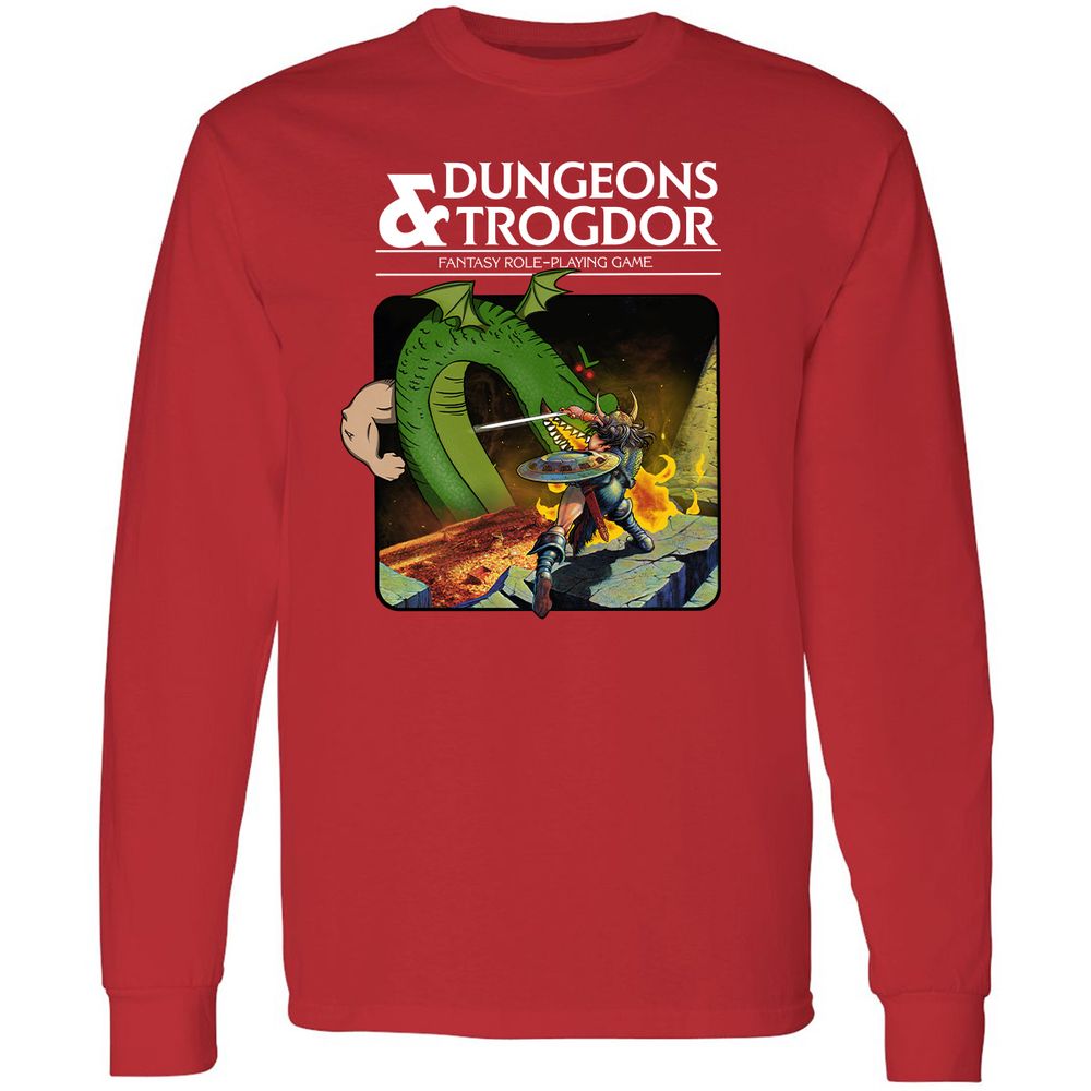 Trogdor Long Sleeve T-Shirt - Red - 14