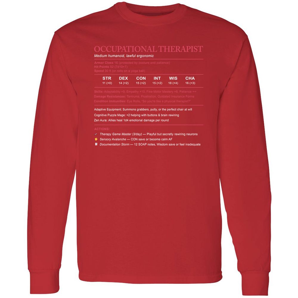 Occupational Therapist Stats Long Sleeve T-Shirt - Red - 14