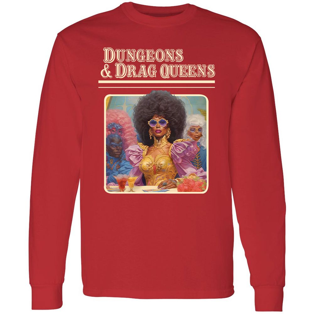 Dungeons & Drag Queens Long Sleeve T-Shirt - Red - 14