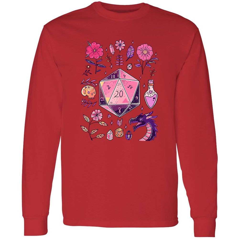 Mystic D20 Floral Dice Art - Red - 14