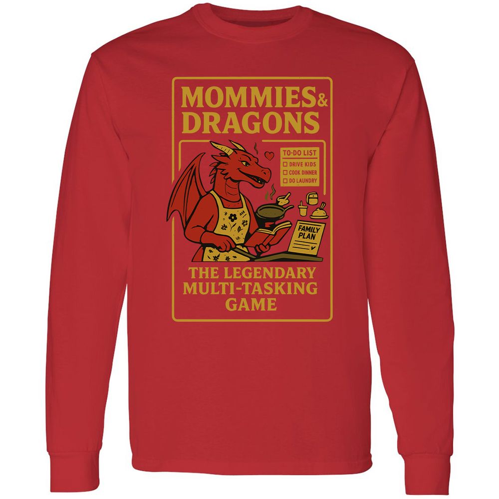 Mommies & Dragons Long Sleeve T-Shirt - Red - 14