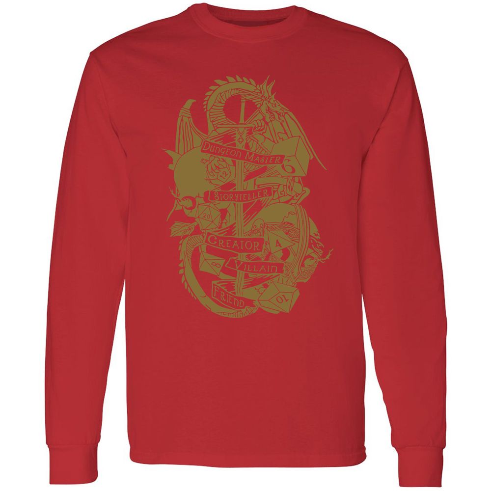 Dungeon Master Dragon Long Sleeve T-Shirt - Red - 14