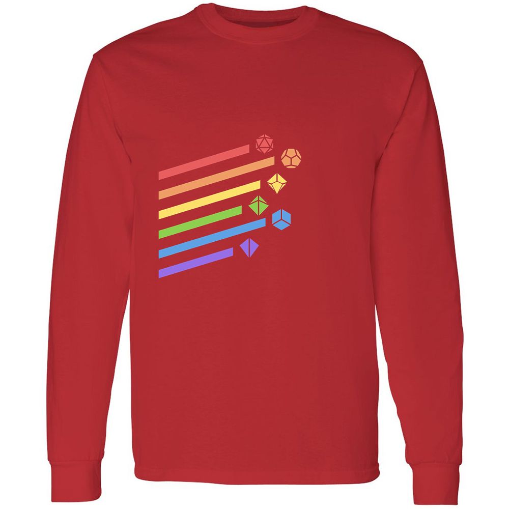 Rainbow Dice Set Long Sleeve T-Shirt - Red - 14