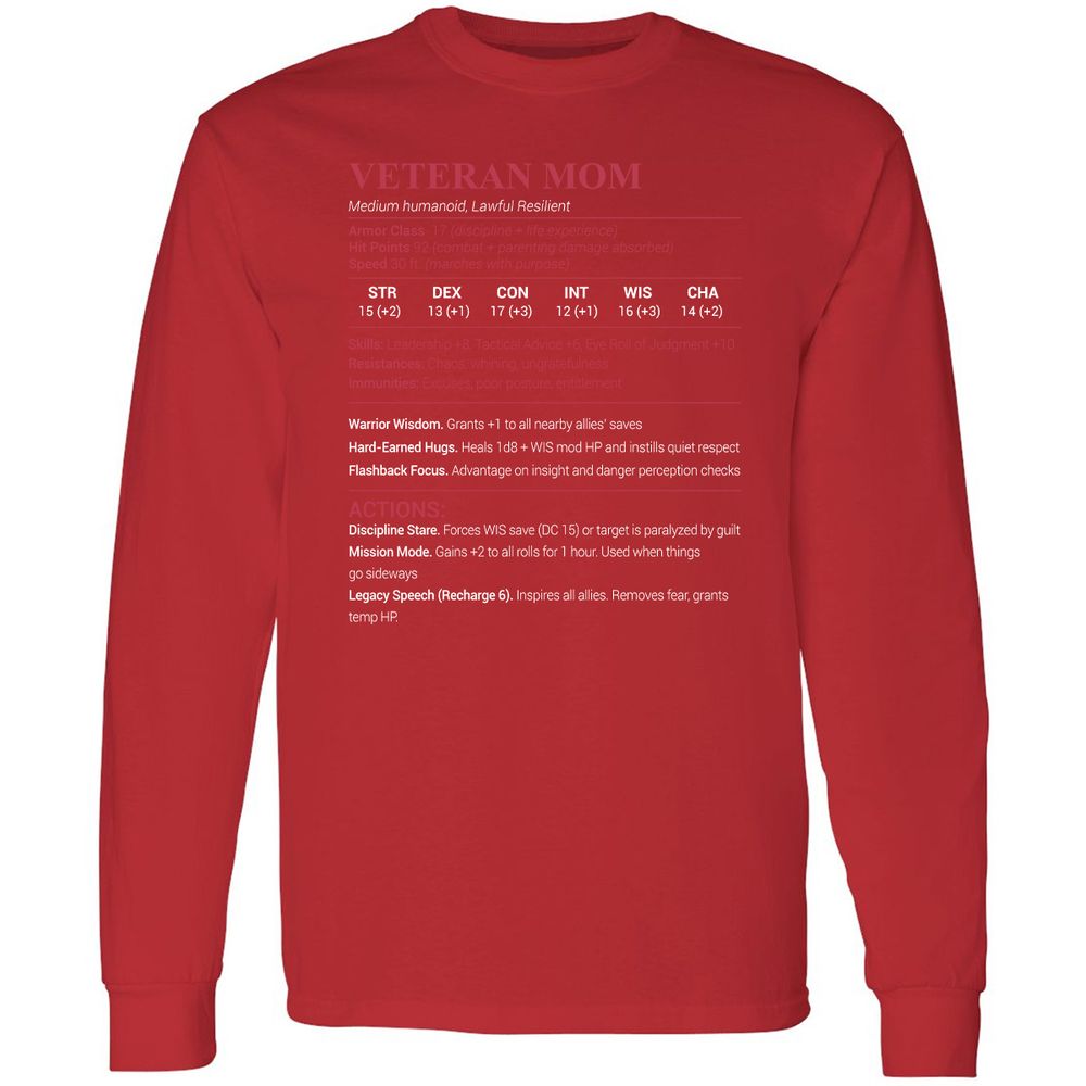 Veteran Mom Long Sleeve T-Shirt - Red - 14