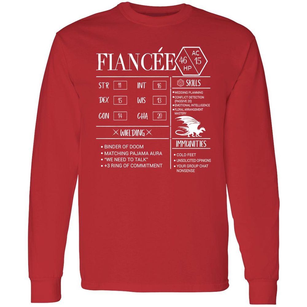Fiancee Stats Long Sleeve T-Shirt - Red - 14