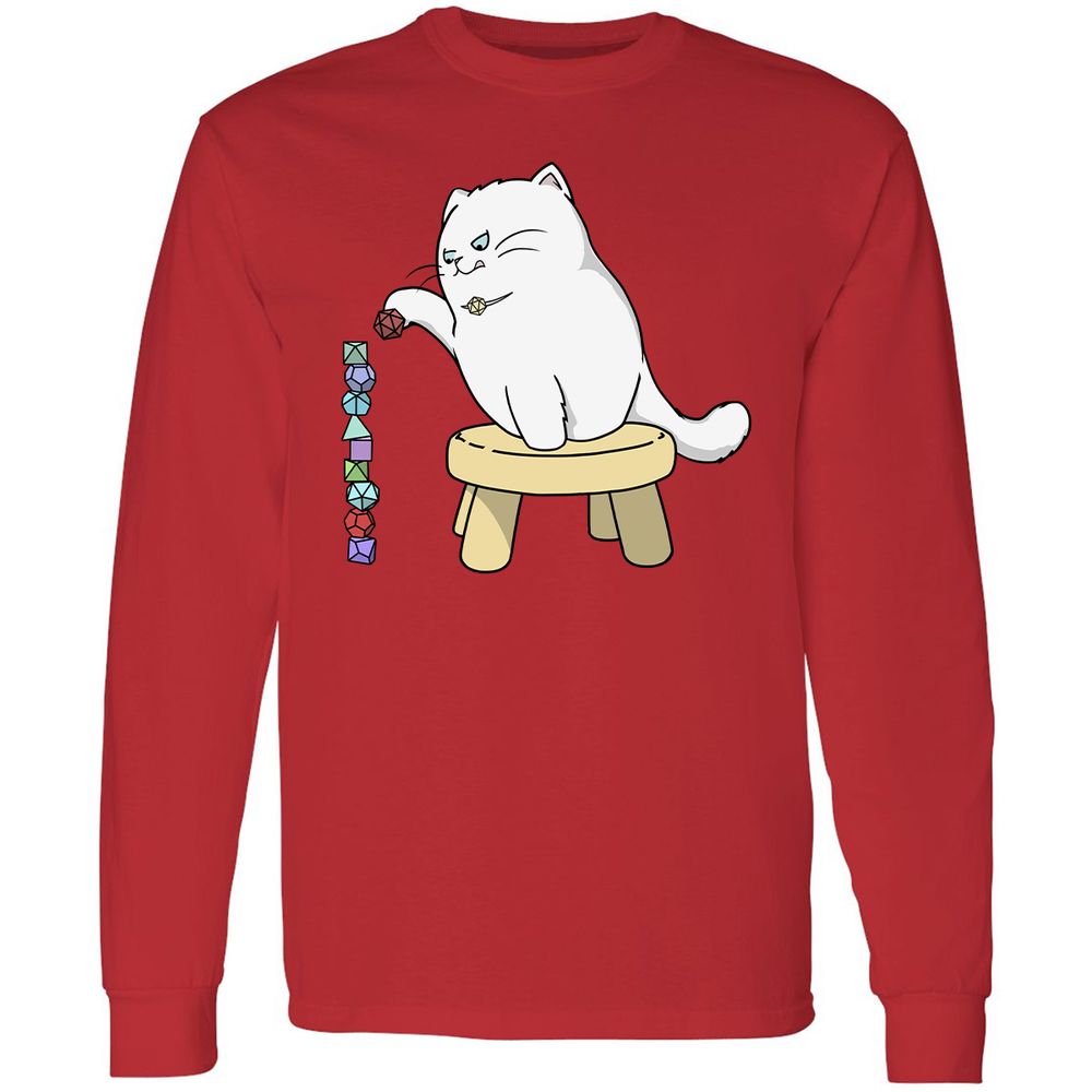 Cat Stacking Dice Long Sleeve T-Shirt - Red - 14