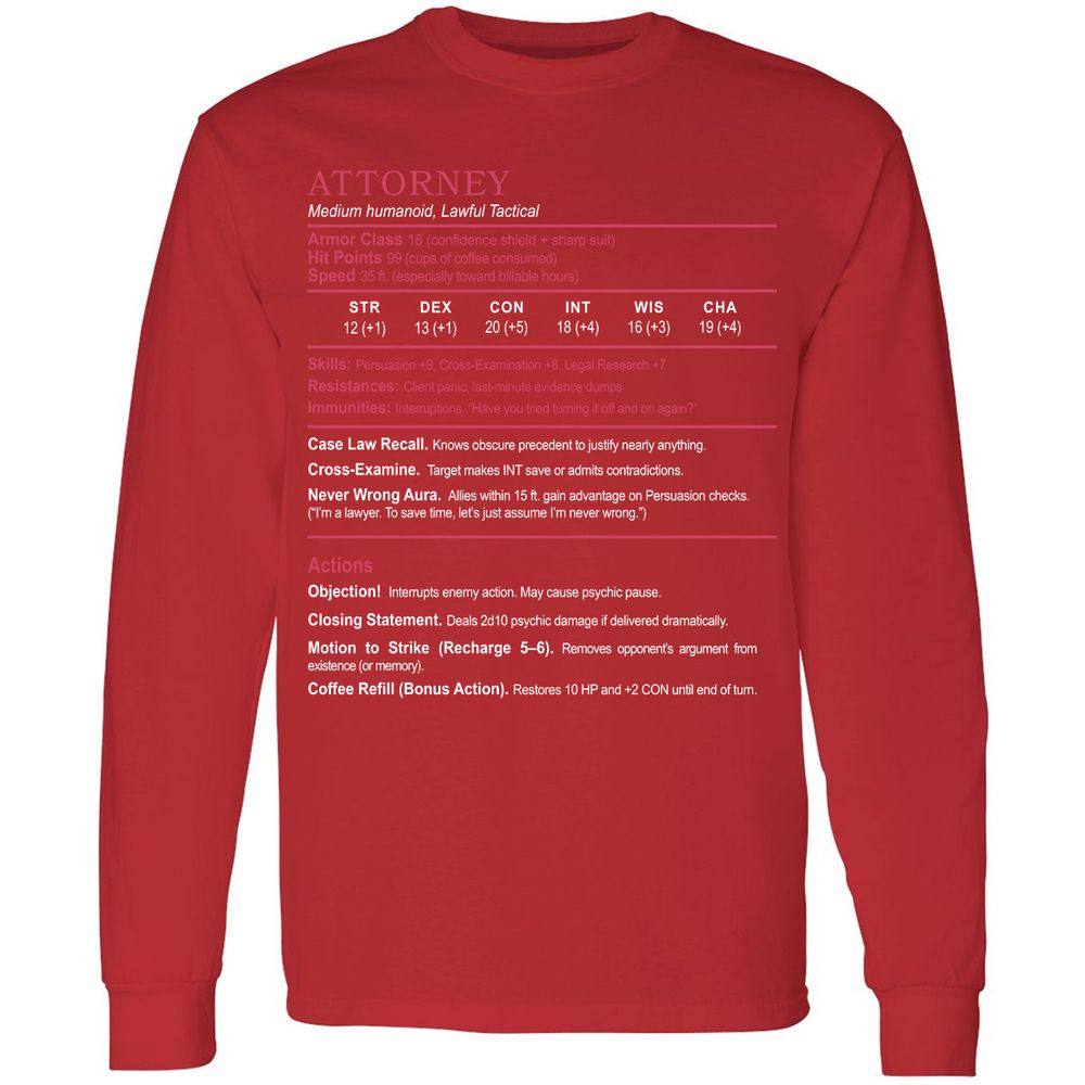 Attorney Long Sleeve T-Shirt - Red - 14
