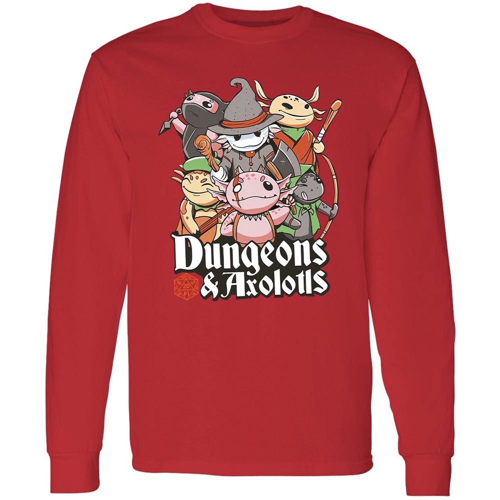 Dungeons And Axolotls Long Sleeve T-Shirt - Red - 14