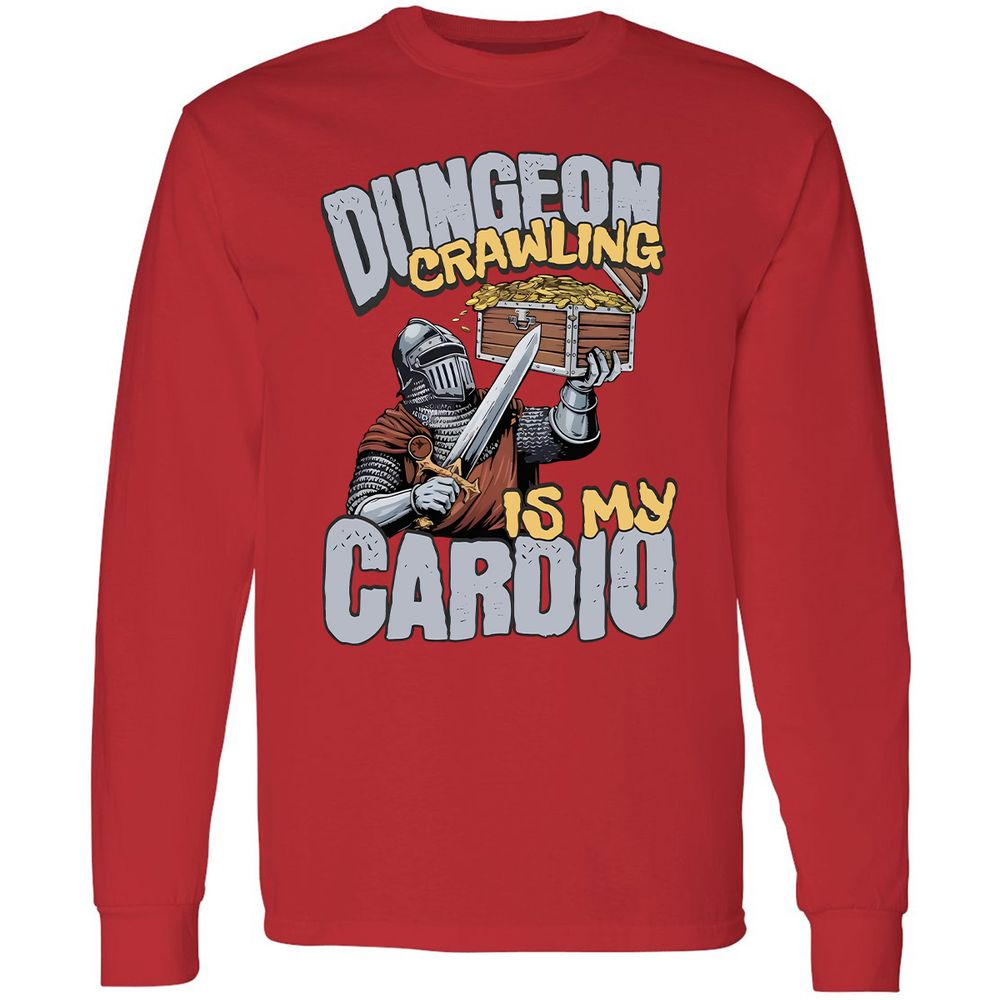 Dungeon Crawling Is My Cardio Long Sleeve T-Shirt - Red - 14