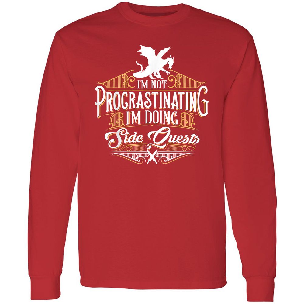 I'm Doing Side Quests Long Sleeve T-Shirt - Red - 14
