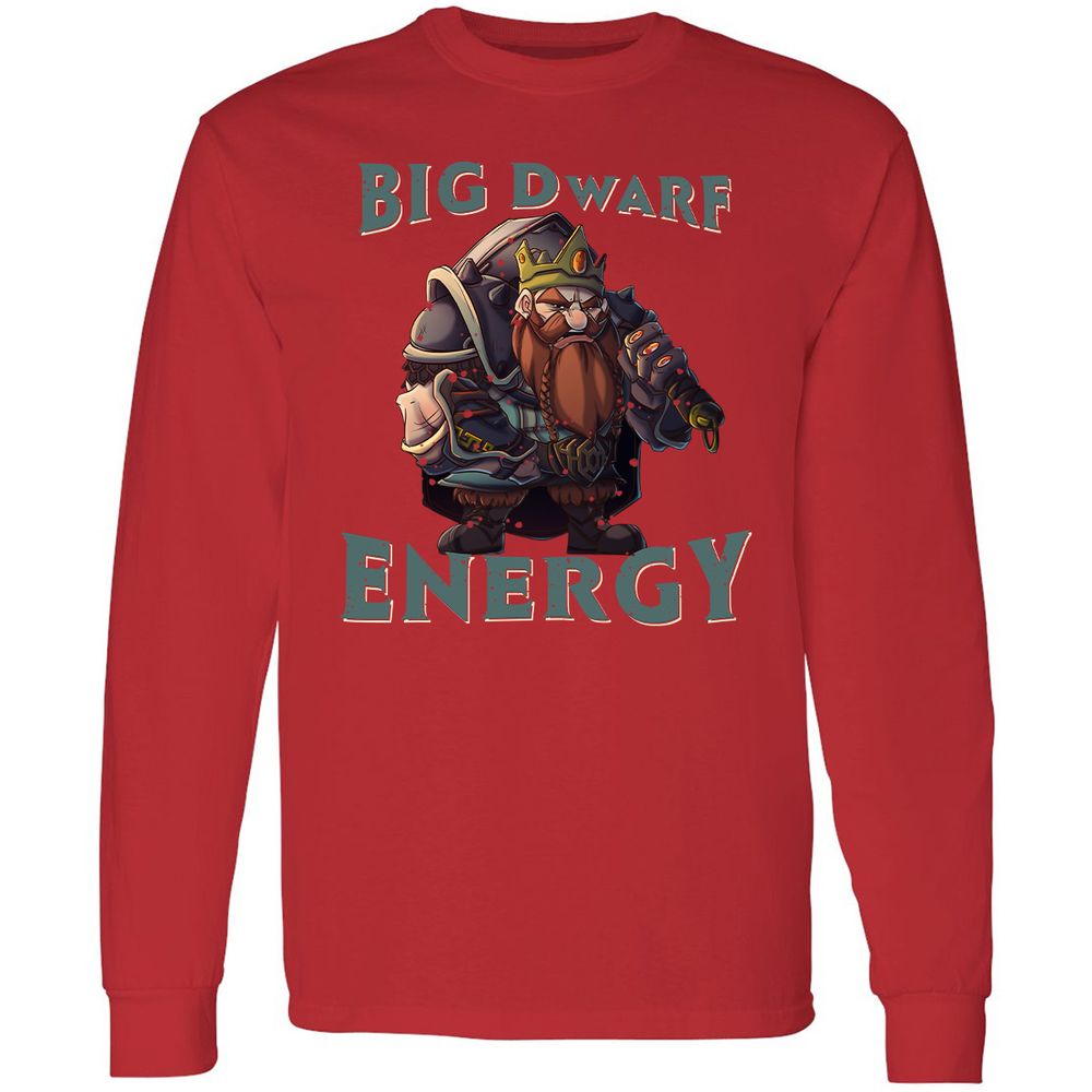 Big Dwarf Energy Long Sleeve T-Shirt - Red - 14
