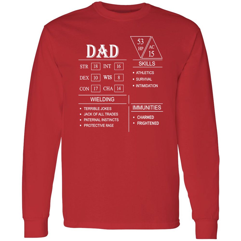 Dad Stat Block Long Sleeve T-Shirt - Red - 14