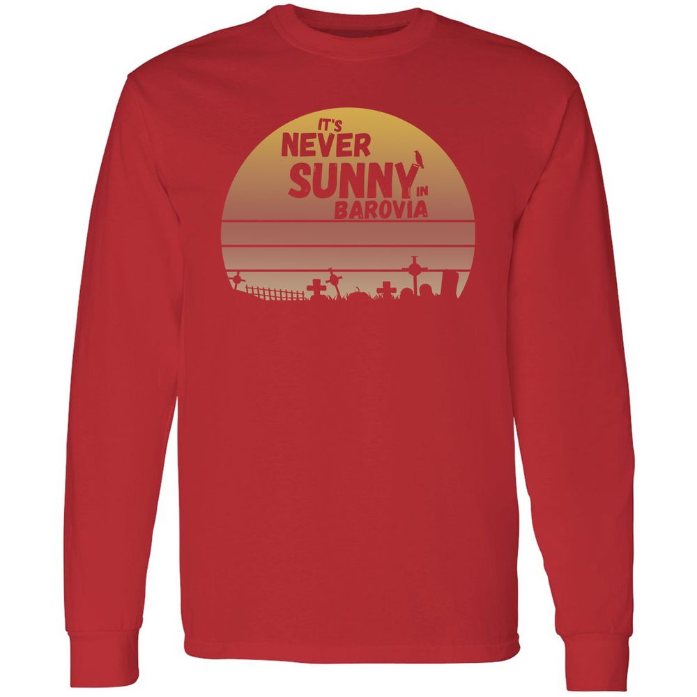 Vintage It's Never Sunny In Barovia Long Sleeve T-Shirt - Red - 14